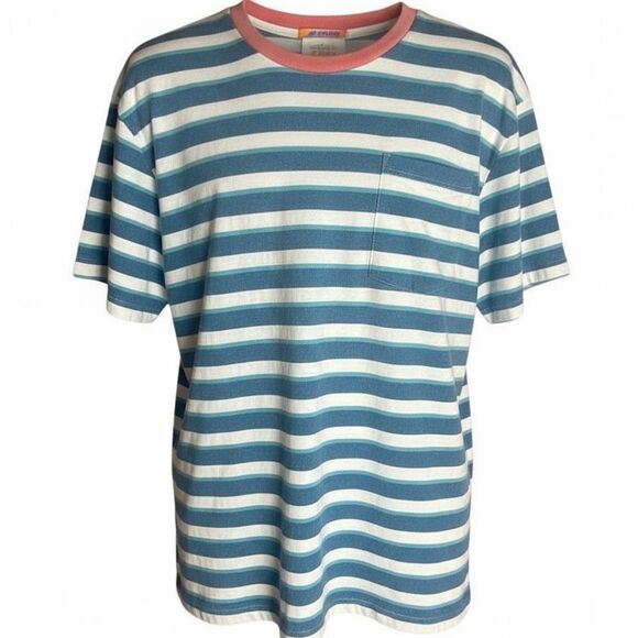 Scotch & Soda Striped T-Shirt Men’s Large Blue White Red Crewneck Cotton Blend - Picture 1 of 5